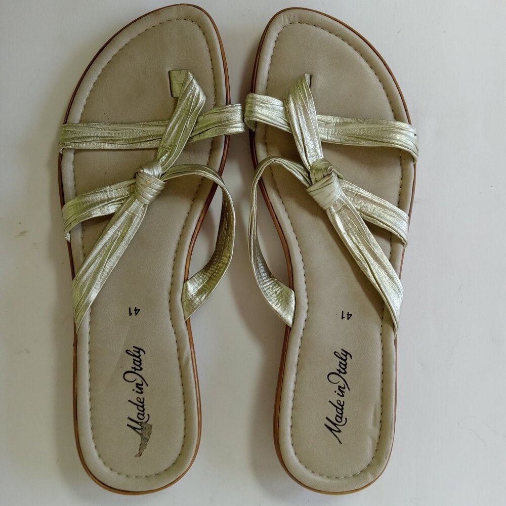 Made In Italy Gold Twist Slip On Sandals Women's Size 10 Euro 41